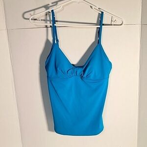 Calvin Klein Women's Blue Twist Ruched Tummy Control Tankini Swim Top Size Small